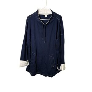 Joan Vass 3X Navy and‎ White Pullover Sweater
